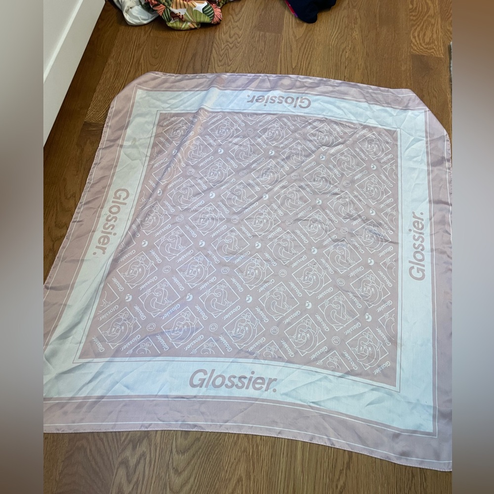Glossier Pink and White Scarf